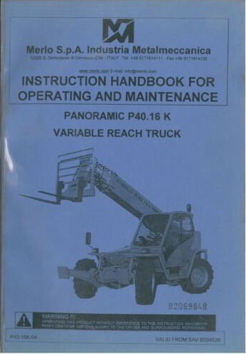 Merlo P72.10 Telehandler Repair Manual